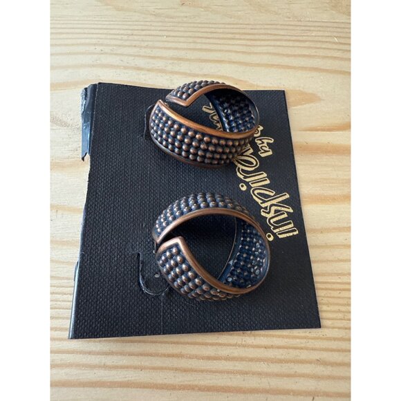 Inspirations By Dee Copper-Tone Textured Post Back Stud Pierced Earrings - Picture 3 of 5